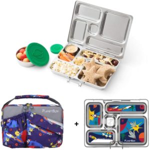 LunchBots Large Cinco Stainless Steel Lunch Container - Five Section Design  Holds a Variety of Foods - Metal Bento Box for Kids or Adults - Dishwasher