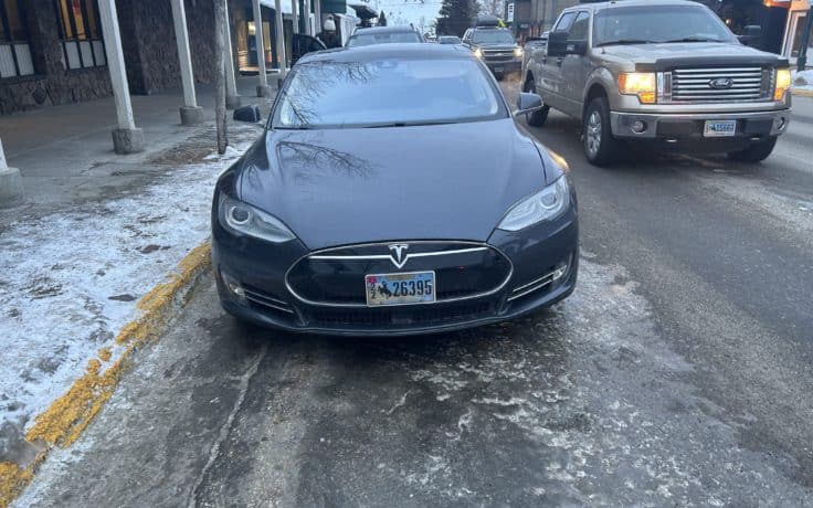 Tesla model S in snow