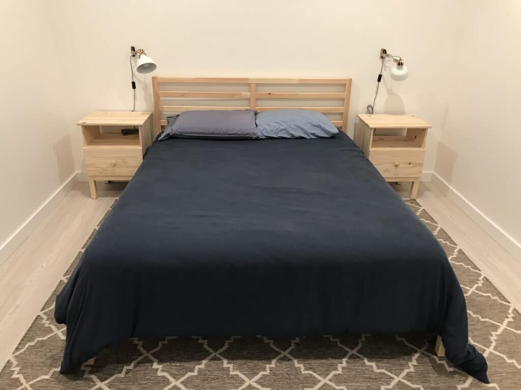 IKEA's pine bed and night stands, finished with non-toxic linseed oil