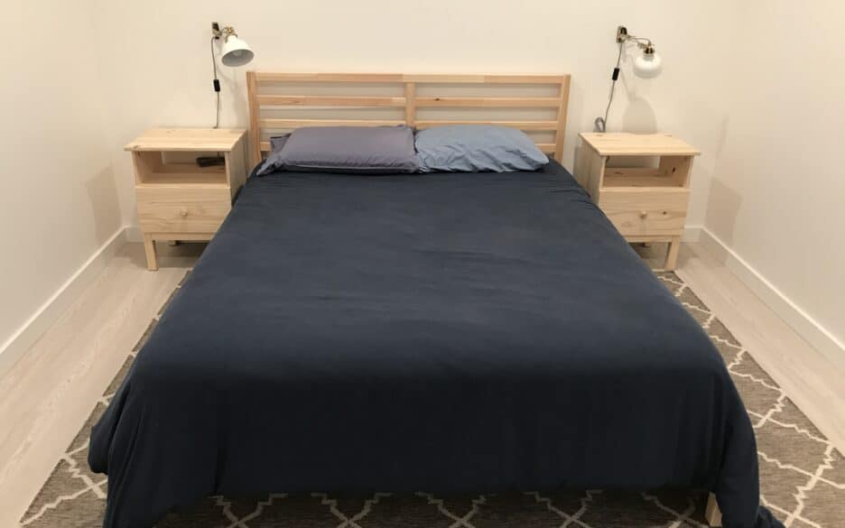 IKEA's pine bed and night stands, finished with non-toxic linseed oil