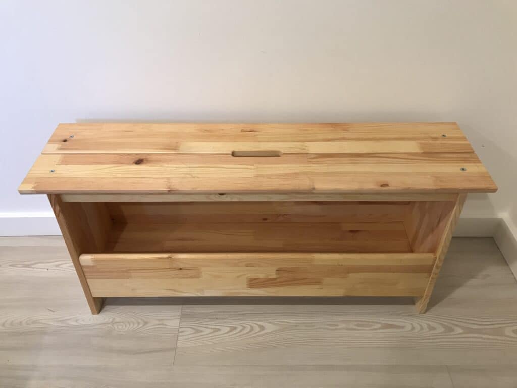 ikea pine bench with linseed oil finish