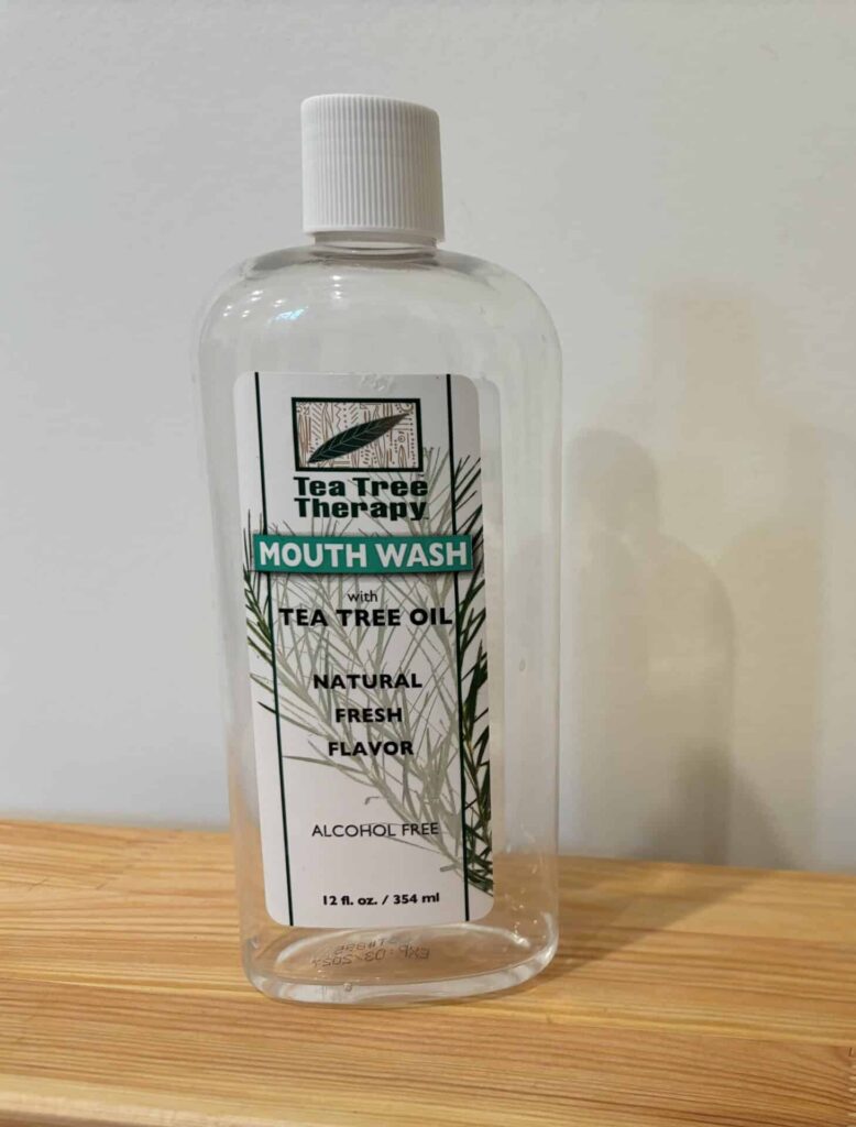 tea tree therapy oil mouthwash bottle